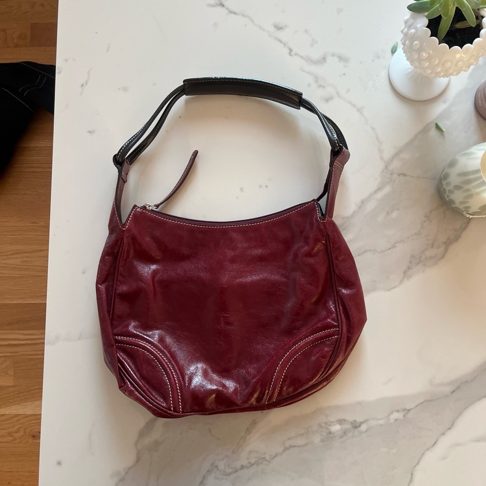 Nannini Italian genuine leather Elegant Burgundy Leather Shoulder Bag